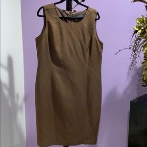 Kasper bronze linen blend sheath dress Sz 16
